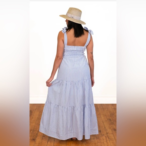 NWT $99 Amalli Talli Catalina Striped Tall Maxi Dress Blue White Sz Small - Picture 2 of 11